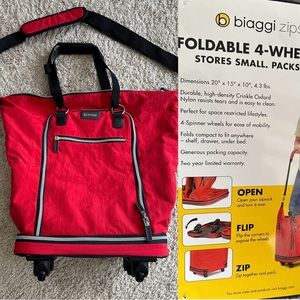 FOLDABLE 4-WHEEL TOTE Biaggi Zipsak 20" Micro-Fold Spinner Fashion Red